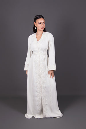 Caftan Patricia – Broderies Ton sur Ton & Perles Main | Caftan Marocain Femme